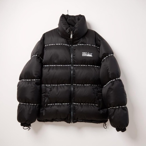 Vintage 90s FIRST DOWN Puffer Jacket Black XL Duck Down hip Hop Streetwear Icon - Picture 1 of 13